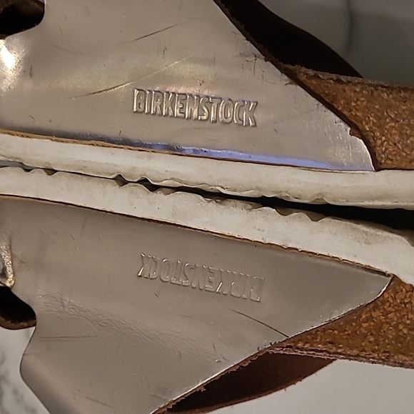 Birkenstock Arizona Leather Metallic Copper Sandals W7 M5 Casual Comfy Beach - Picture 6 of 16